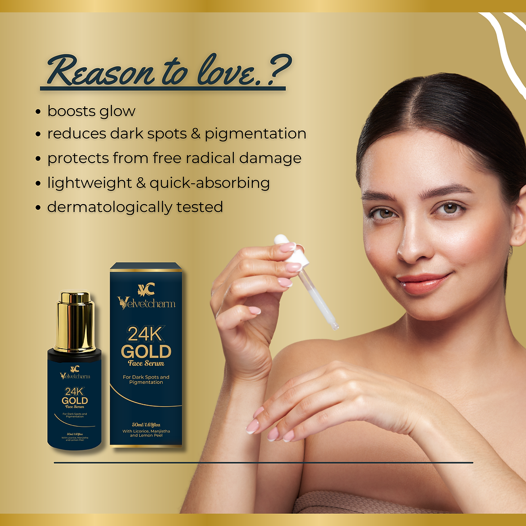 VelvetCharm LuxeGlow 24K Gold Face Serum