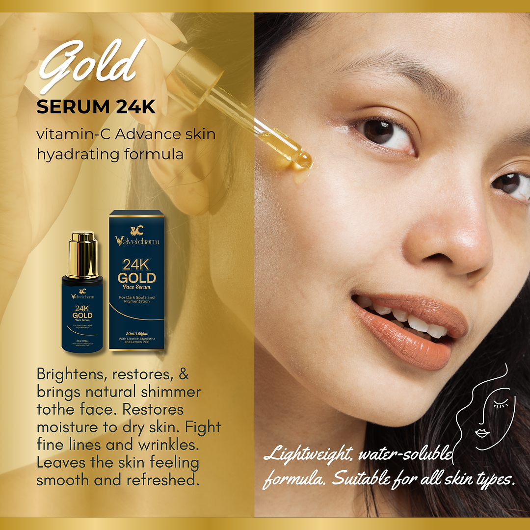 VelvetCharm LuxeGlow 24K Gold Face Serum