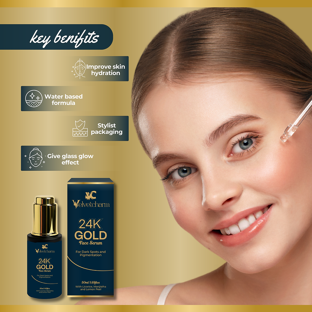 VelvetCharm LuxeGlow 24K Gold Face Serum