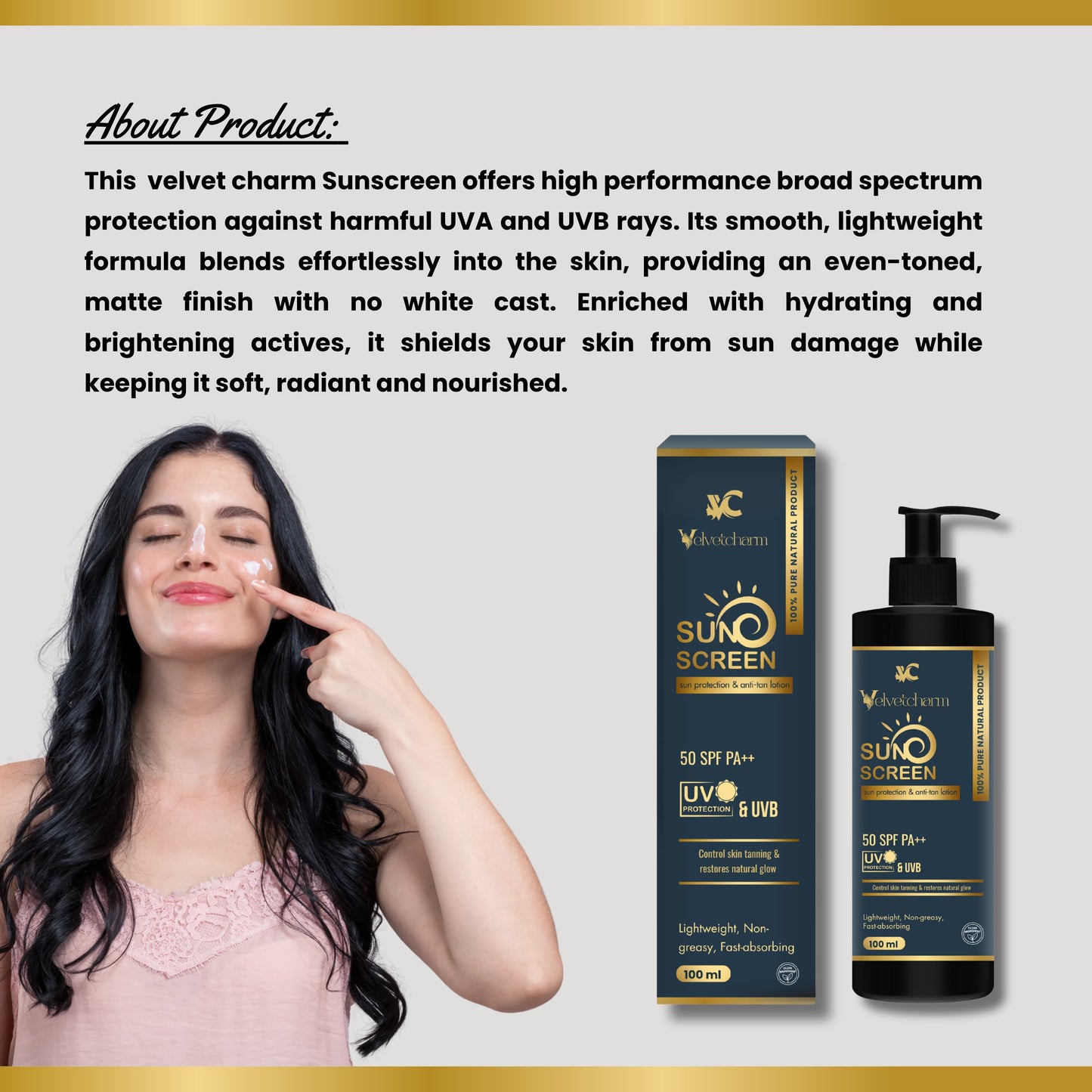 VelvetCharm Uv Protection Sunscreen SPF 50 PA+++