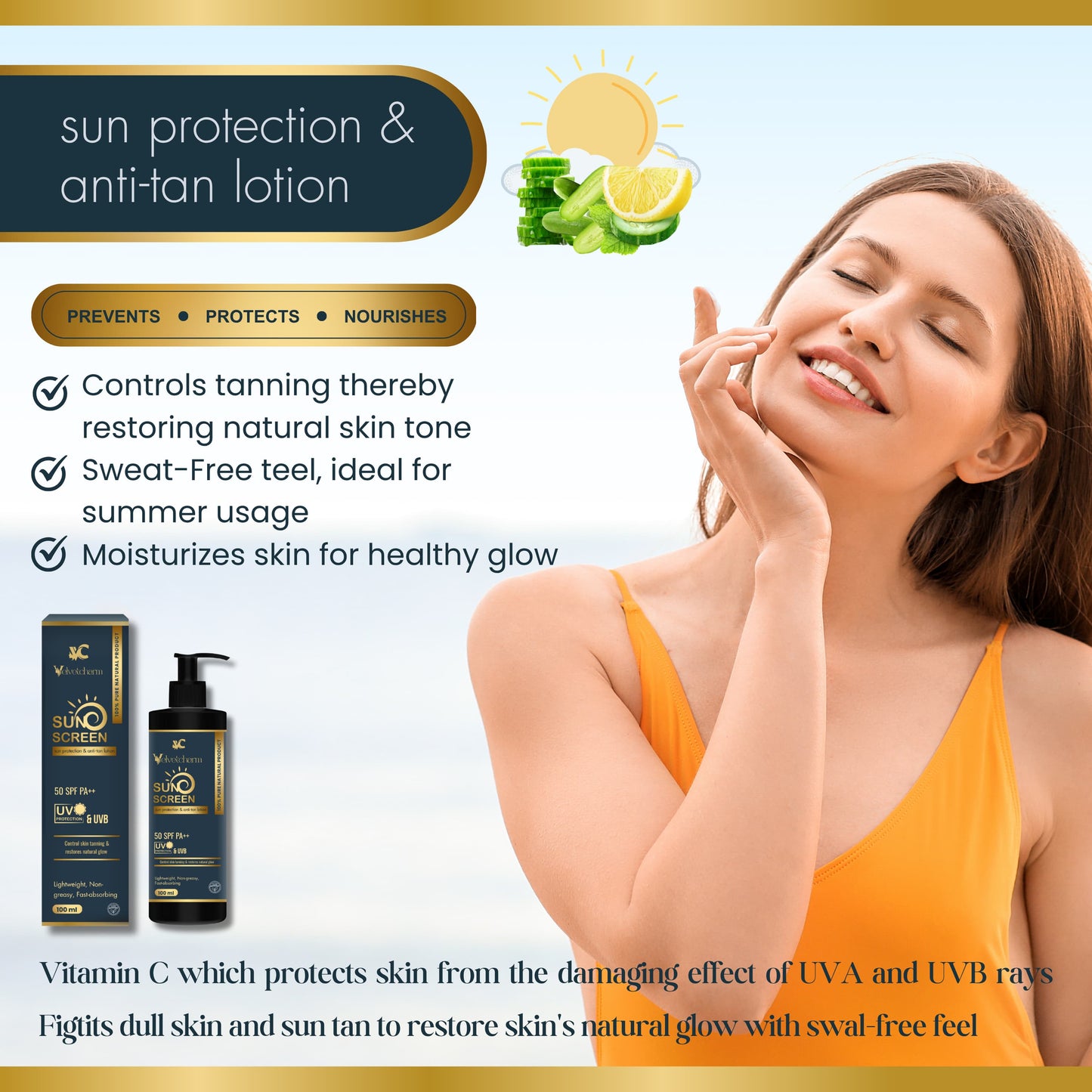 VelvetCharm Uv Protection Sunscreen SPF 50 PA+++