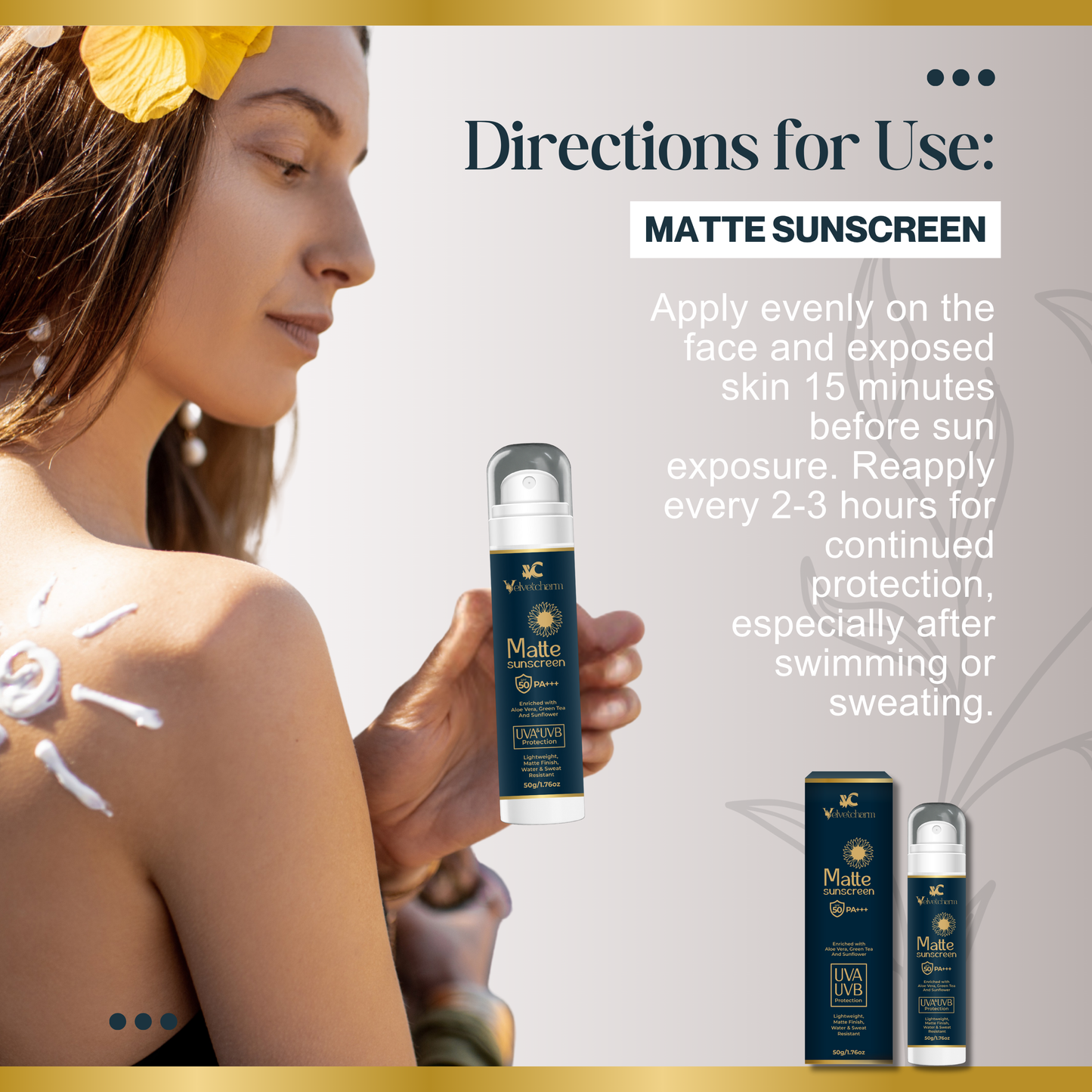 VelvetCharm MatteShield Sunscreen SPF 50 PA++++