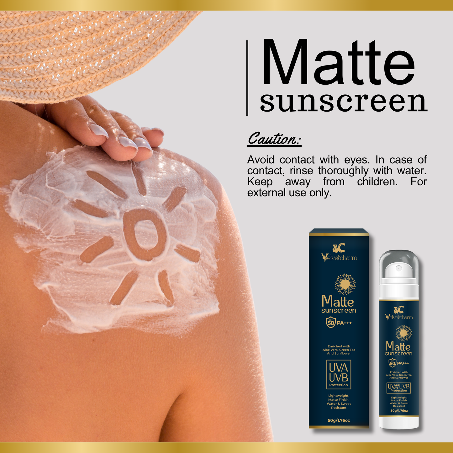 VelvetCharm MatteShield Sunscreen SPF 50 PA++++